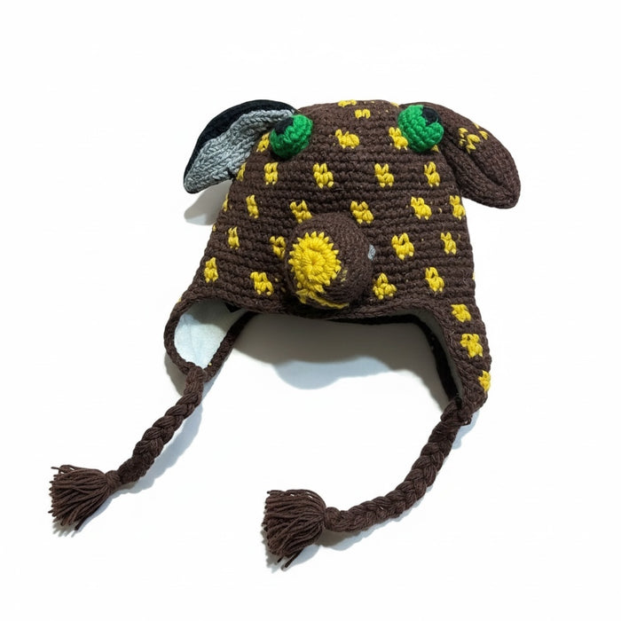 Handmade Animal Character Wool with Fleece Lined Adult Winter Hat, One Size fits