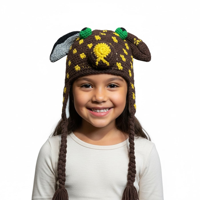 Handmade Animal Character Wool with Fleece Lined Adult Winter Hat, One Size fits