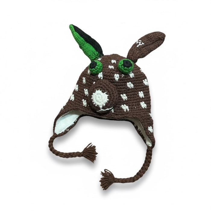 Handmade Animal Character Wool with Fleece Lined Adult Winter Hat, One Size fits