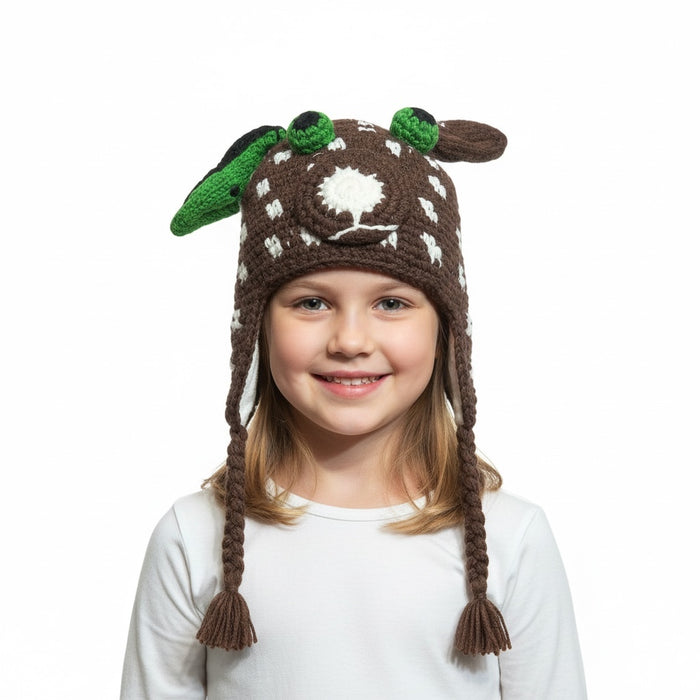 Handmade Animal Character Wool with Fleece Lined Adult Winter Hat, One Size fits