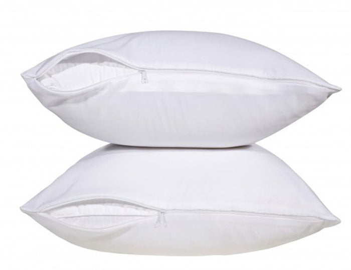 Set of 2, 100% Cotton Percale T-200 Anti Microbial Pillow Protector with Zipper.