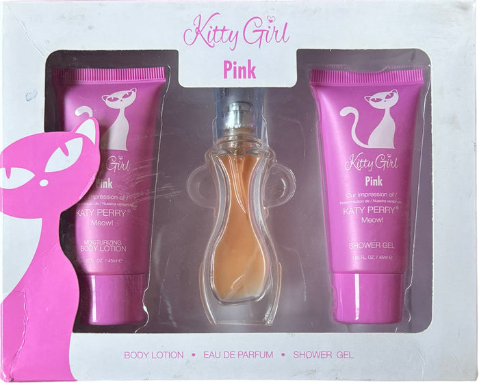 3 Pcs  Kitty Girl Pink Perfume Set, Body Lotion, Shower Gel and EDP for Women impression