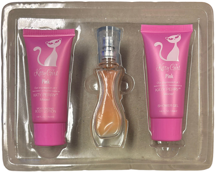 3 Pcs  Kitty Girl Pink Perfume Set, Body Lotion, Shower Gel and EDP for Women impression