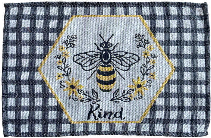 Set of 4, Sunflower Wreath and Bumble bee with Kind Design Tapestry placemats for Kitchen Dining Table Mats, Easy to Clean, Machine Washable. Size: 13" x 19".