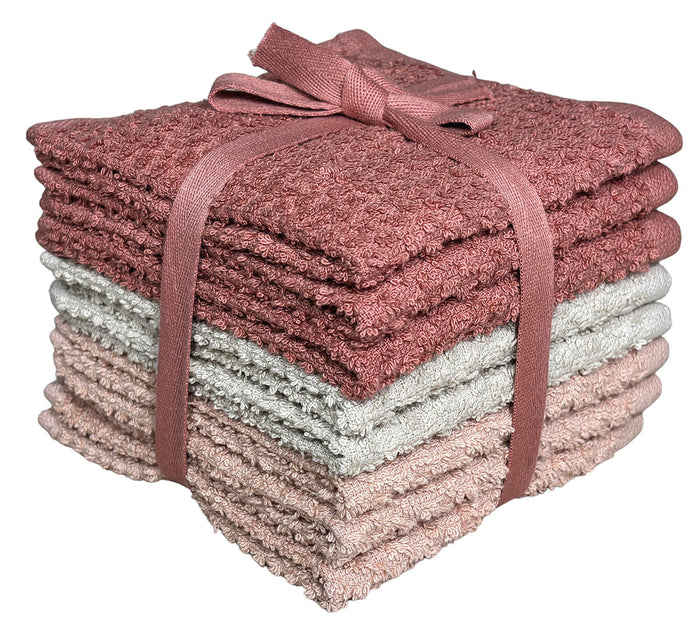 Washcloths Set of 8 - Popcorn Weave Wash Cloth Designed to Exfoliate Your Hands, Body or Face - Extra Absorbent 100% Ring Spun Cotton 12" X 12"