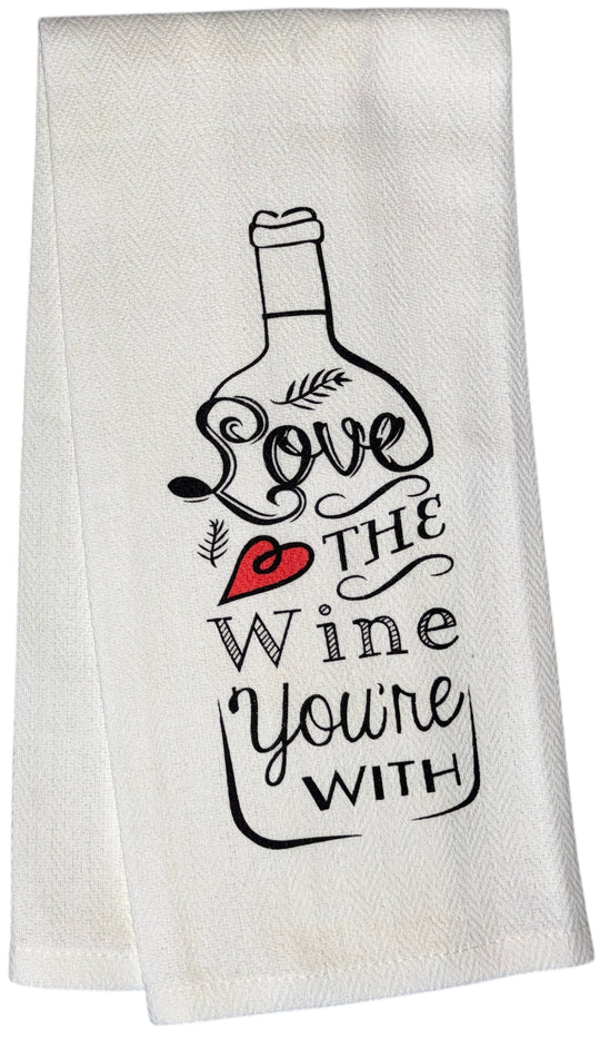 Wine Design 5 Pcs Cotton Herringbone Pattern Flour Sack Kitchen Towels Size: 16 X 28 Inch.