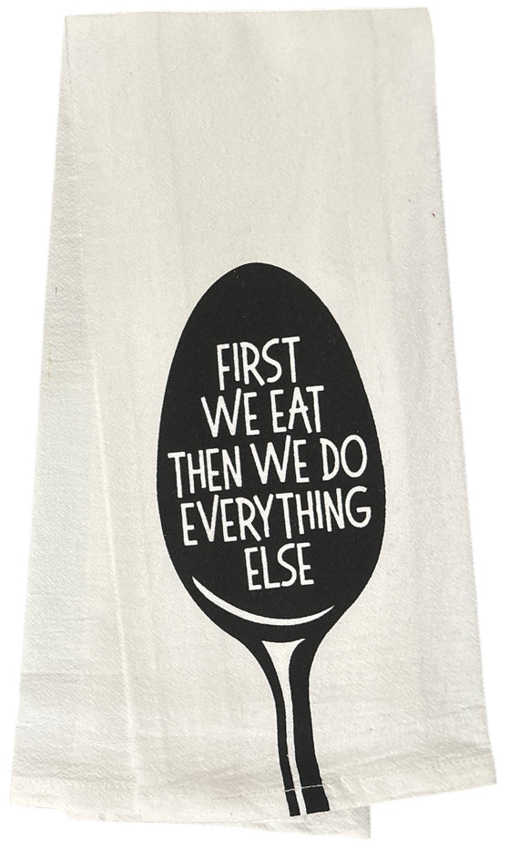 Set of 5, 100% Cotton Funny Cute Saying Flour Sack Kitchen Towels / Dish Towels for Wedding, Baby Shower, Home Decor, Housewarming, Other Occasions Size: 16 X 28 Inch.