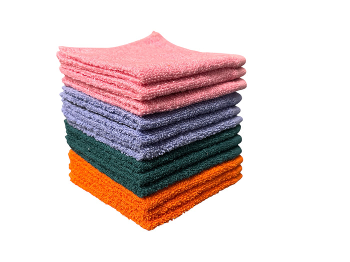 12 Pack, 100% Cotton wash Cloth, Extra Soft, Highly Absorbent, Machine Washable Size 12" X 12", Assorted Colors - Color May Very.
