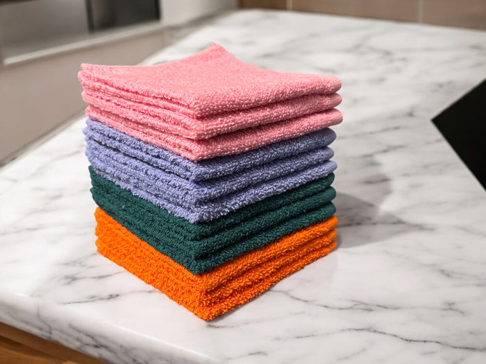 12 Pack, 100% Cotton wash Cloth, Extra Soft, Highly Absorbent, Machine Washable Size 12" X 12", Assorted Colors - Color May Very.