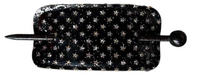 Set of 4, Black faux leather slide hair Stick Clip pin barrette.