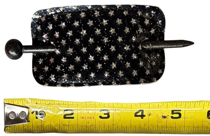 Set of 4, Black faux leather slide hair Stick Clip pin barrette.