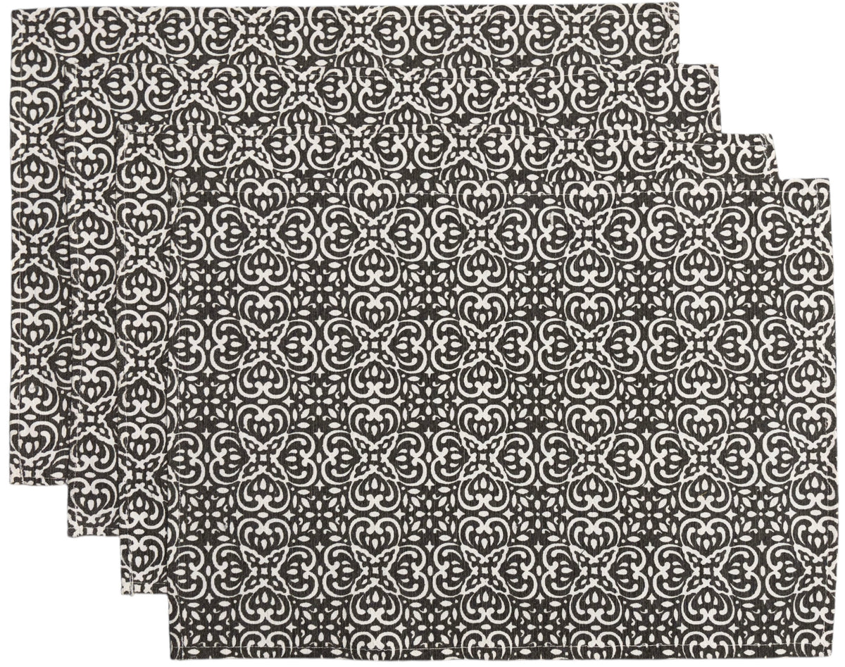 Set of 4, Floral Design Tapestry Placemats for Dining Table, Table Mat for Dining Room Easy to Clean, Machine Washable Size: 13 x 19 inch.