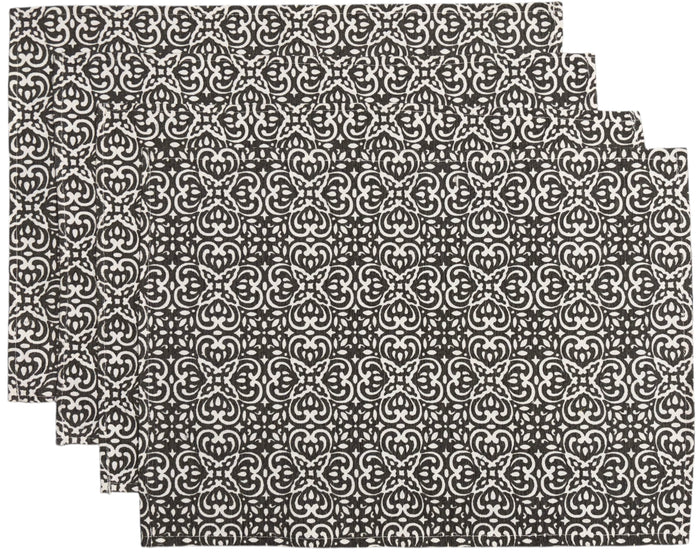 Set of 4, Floral Design Tapestry Placemats for Dining Table, Table Mat for Dining Room Easy to Clean, Machine Washable Size: 13 x 19 inch.