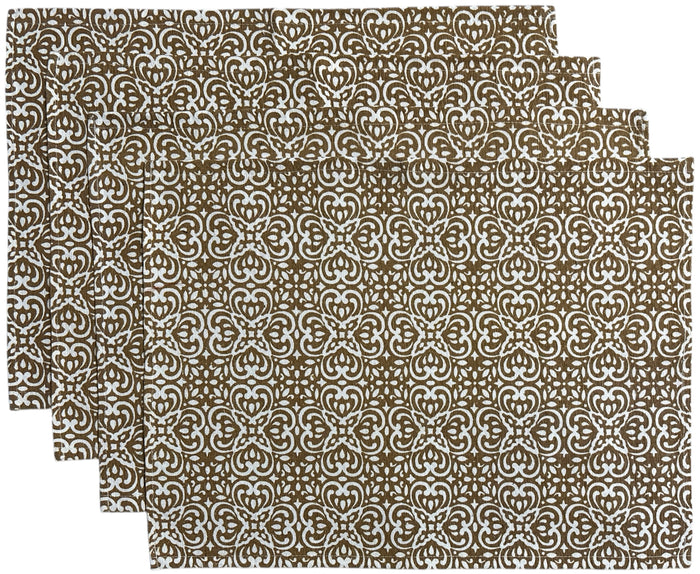 Set of 4, Floral Design Tapestry Placemats for Dining Table, Table Mat for Dining Room Easy to Clean, Machine Washable Size: 13 x 19 inch.
