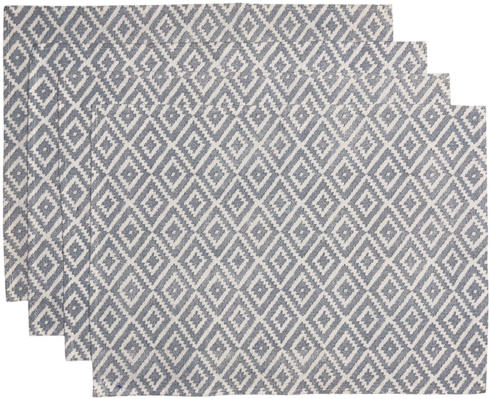 Set of 4, Diamond Design Tapestry Placemats for Dining Table, Table Mat for Dining Room Easy to Clean, Machine Washable Size: 13 x 19 inch.