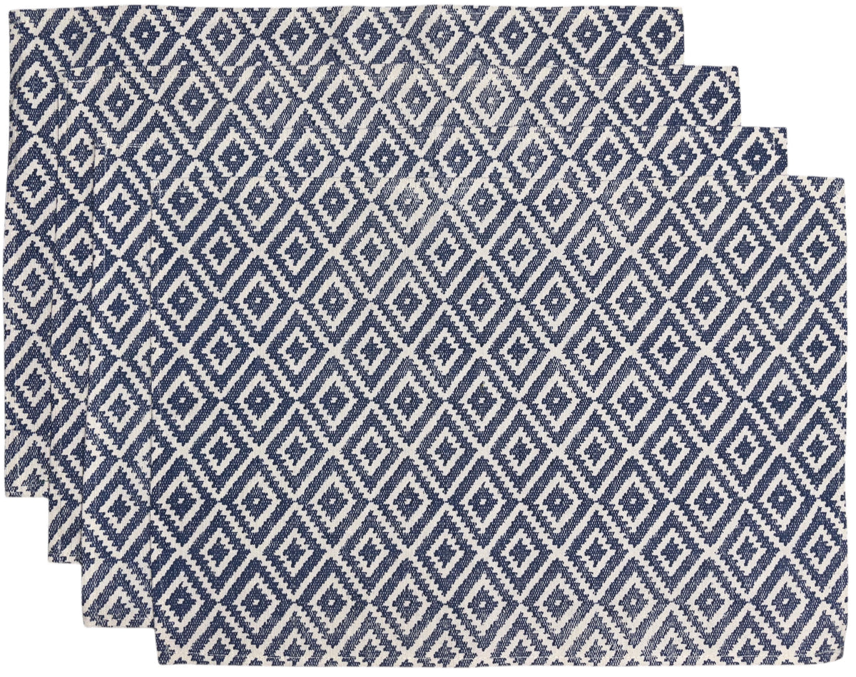 Set of 4, Diamond Design Tapestry Placemats for Dining Table, Table Mat for Dining Room Easy to Clean, Machine Washable Size: 13 x 19 inch.