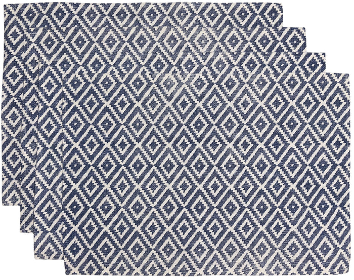 Set of 4, Diamond Design Tapestry Placemats for Dining Table, Table Mat for Dining Room Easy to Clean, Machine Washable Size: 13 x 19 inch.