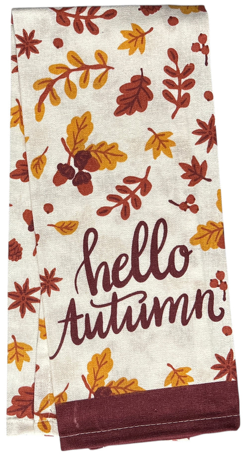 Autumn Fall Leaves Design 6 Pack Halloween, Thanksgiving Decorative Kitchen Towel set,  4 Kitchen Towels, Potholder, Oven Mitt.