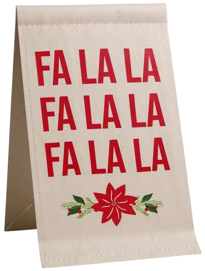 Set of 6, 100% Cotton Assorted Funny Christmas Kitchen Towels with Sentiments on White & Dark Linen Soft and Absorbent Tea Towels / Kitchen Towel Size: 15” x 25".