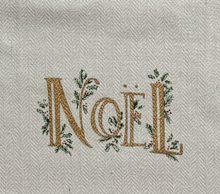 Set of 4, 100% Cotton White Herringbone Pattern Kitchen Towel with Noel and Red Waffle Weave Kitchen Towel / Tea Towels Soft and Absorbent Size: 16” x 28".