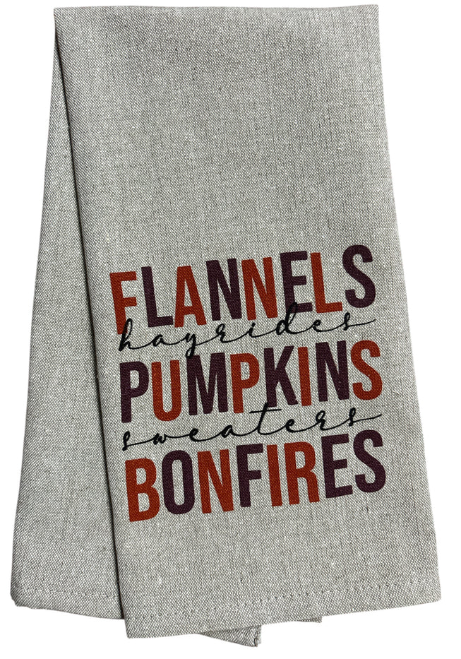 Set of 6, Fall & Harvest Halloween on Dark Linen 100% Cotton Vintage Saying Tea Towels/Kitchen Towel Size: 15” x 25".
