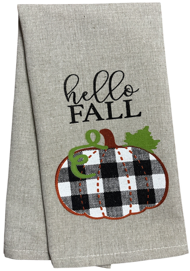 Set of 6, Fall & Harvest Halloween on Dark Linen 100% Cotton Vintage Saying Tea Towels/Kitchen Towel Size: 15” x 25".