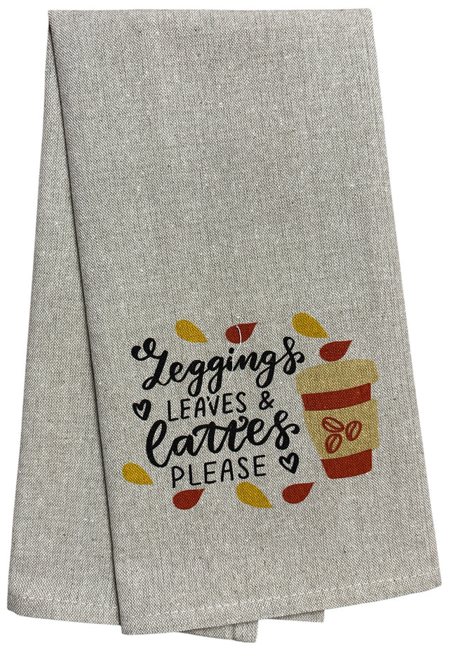 Set of 6, Fall & Harvest Halloween on Dark Linen 100% Cotton Vintage Saying Tea Towels/Kitchen Towel Size: 15” x 25".