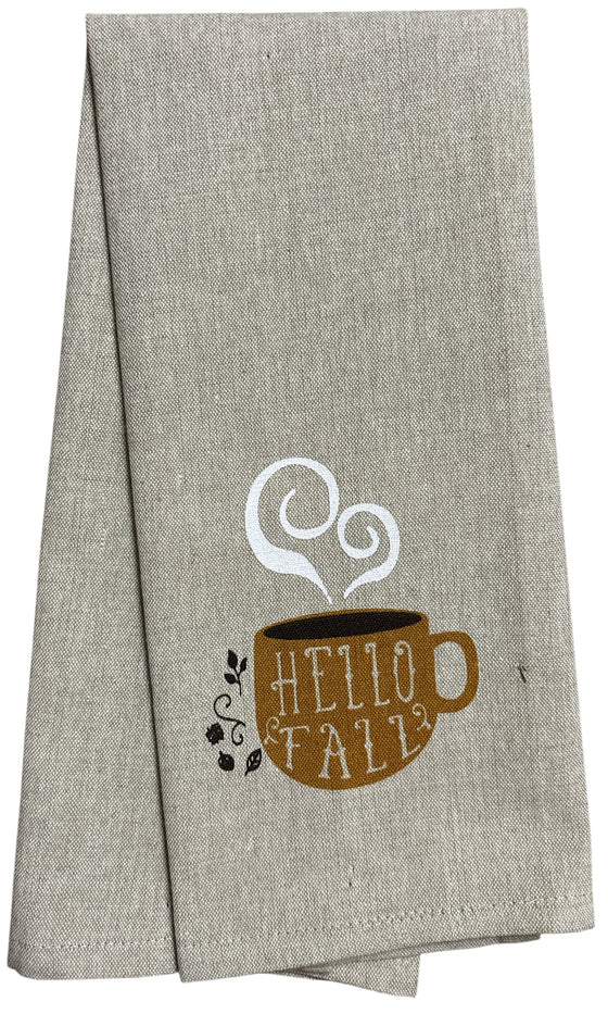 Set of 6, Fall & Harvest Halloween on Tan Linen 100% Cotton Vintage Saying Tea Towels/Kitchen Towel Size: 15” x 25".