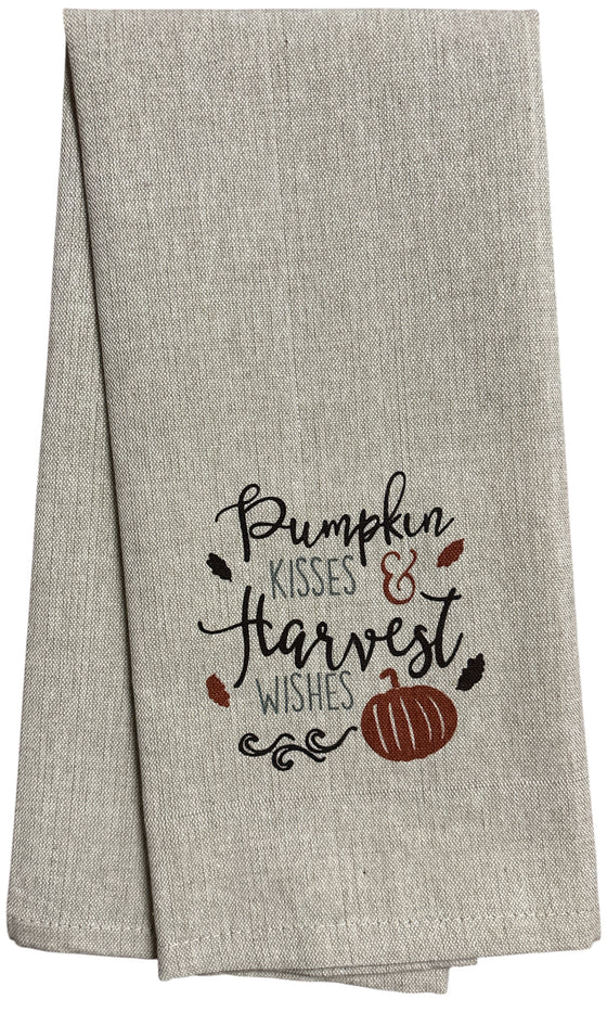 Set of 6, Fall & Harvest Halloween on Tan Linen 100% Cotton Vintage Saying Tea Towels/Kitchen Towel Size: 15” x 25".