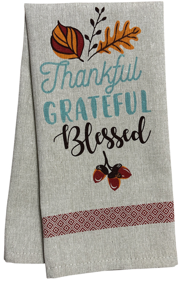 Set of 6, Fall & Harvest Halloween on Dark Linen 100% Cotton Vintage Saying Tea Towels/Kitchen Towel Size: 15” x 25".