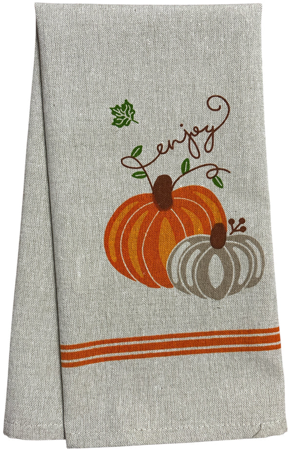 Set of 6, Fall & Harvest Halloween on Dark Linen 100% Cotton Vintage Saying Tea Towels/Kitchen Towel Size: 15” x 25".