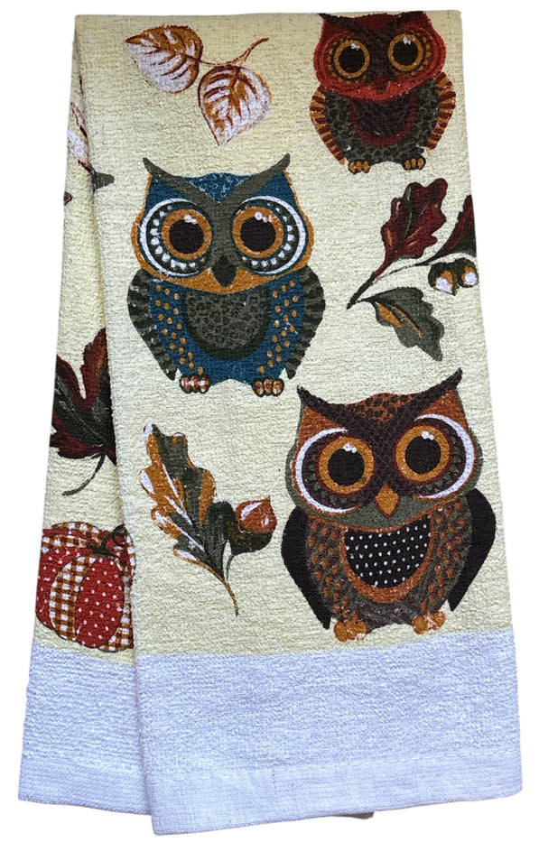Set of 4, Fall Terry Velour Printed Terry Kitchen Towels Assorted Design Size : 15 X 25 Inches.