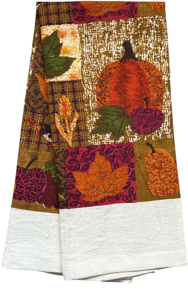 Set of 4, Fall Terry Velour Printed Terry Kitchen Towels Assorted Design Size : 15 X 25 Inches.