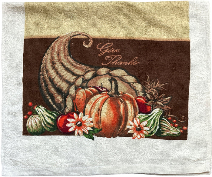 Set of 4, Fall Terry Velour Printed Terry Kitchen Towels Assorted Design Size : 15 X 25 Inches.