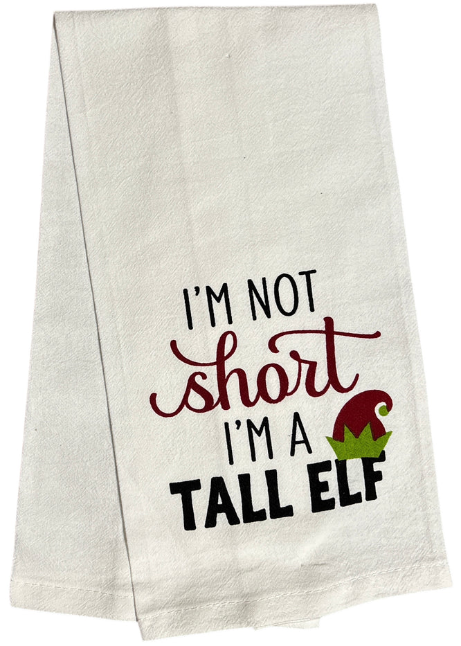 Set of 6, 100% Cotton Assorted Funny Christmas Kitchen Towels with Sentiments on White & Dark Linen Soft and Absorbent Tea Towels/Kitchen Towel Size: 15” x 25".