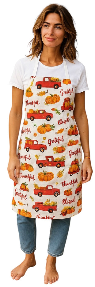 4 Pack, 100% Cotton Lightweight Colorful Fall Print/Whimsical Print Apron Size:19” x 30”, Ideal for Dress Size 4-6.