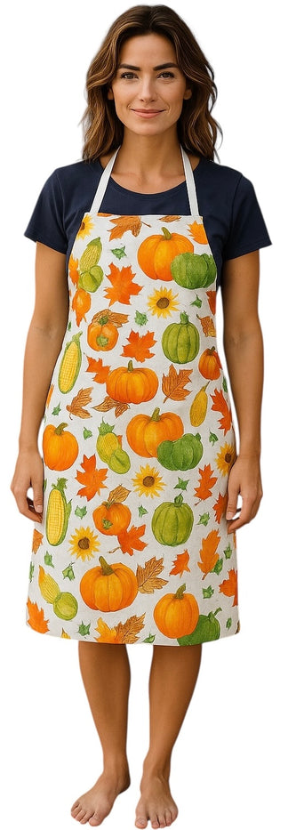4 Pack, 100% Cotton Lightweight Colorful Fall Print/Whimsical Print Apron Size:19” x 30”, Ideal for Dress Size 4-6.