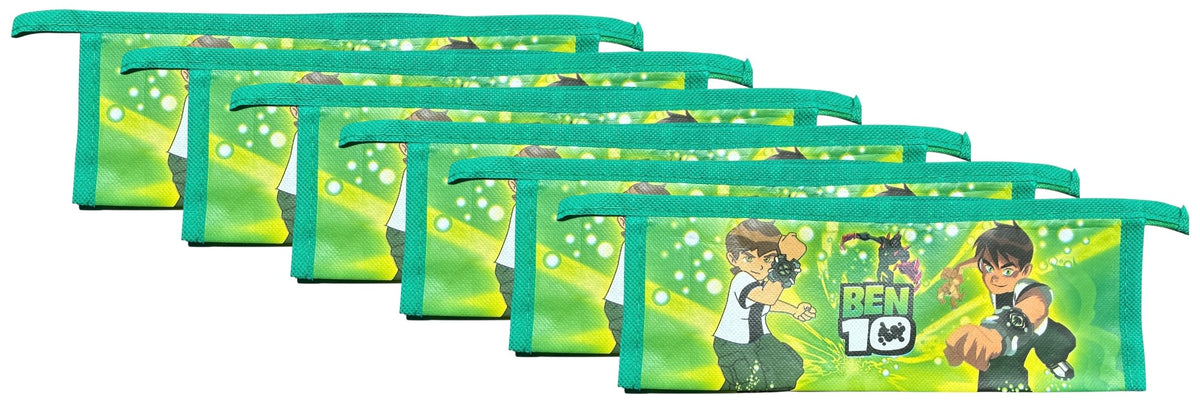 6 Pcs, Ben 10 Cartoon Network Zipper School Pencil Case