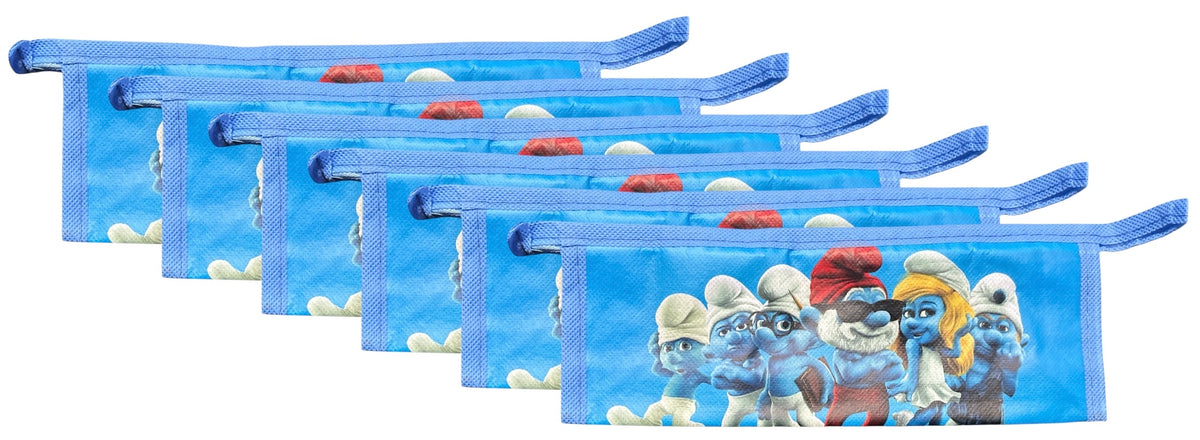 6 Pcs, The Smurfs Cartoon Network Zipper School Pencil Case