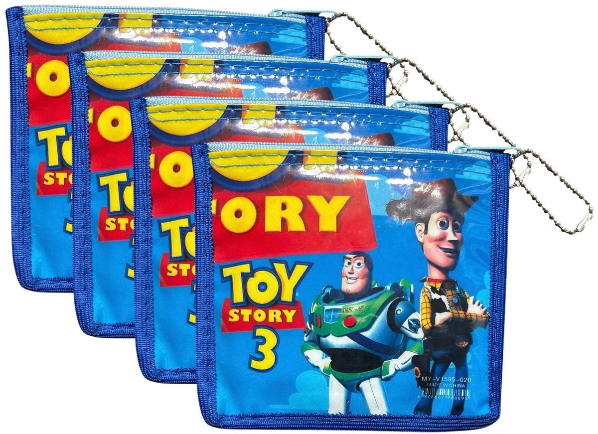 TOY STORY 3, 4 Pack Coin Wallet Purse with zipper for Boys / Girls.