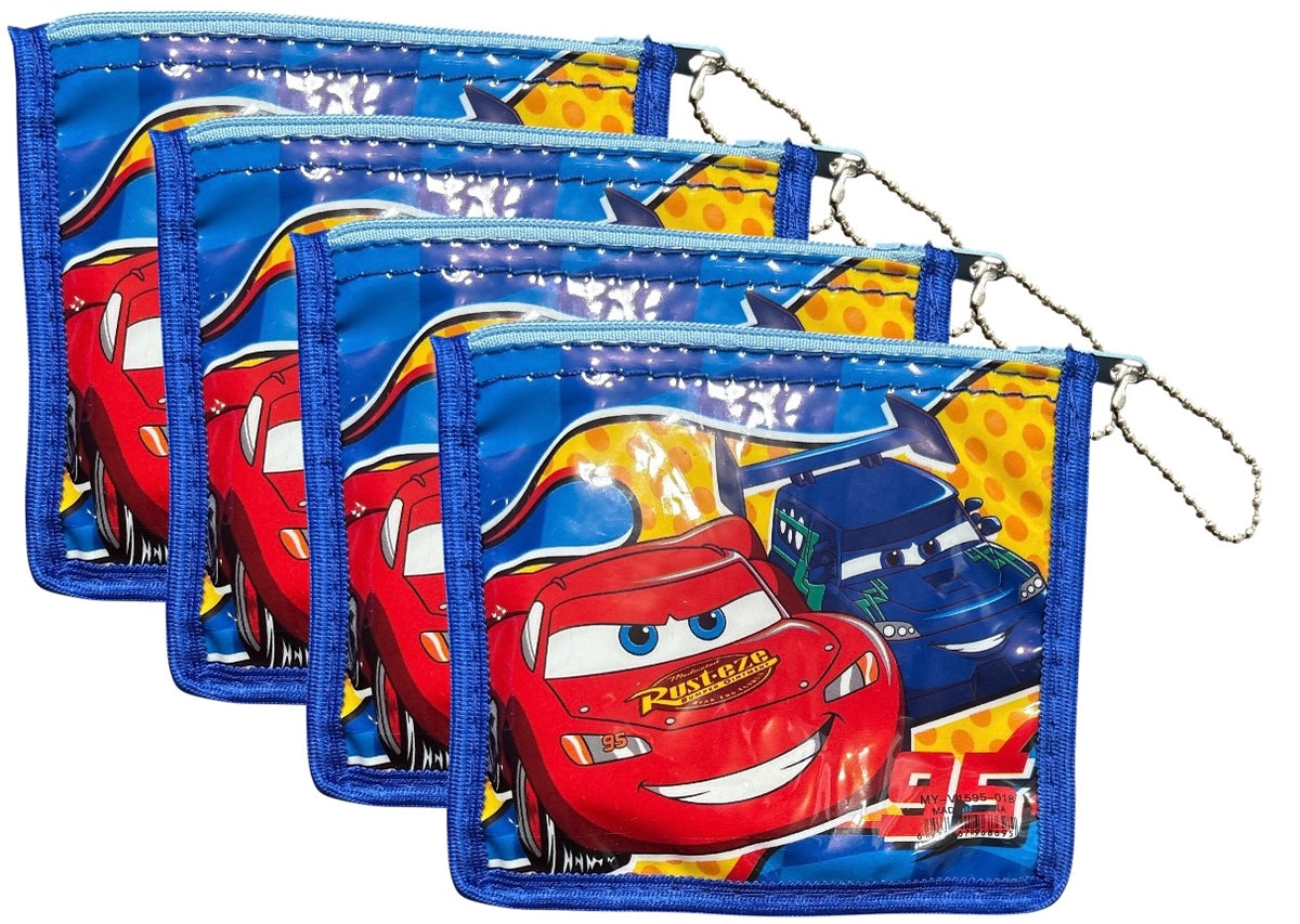 Cars Rust-Eze #  95, 4 Pack Coin Wallet Purse with zipper for Boys / Girls.