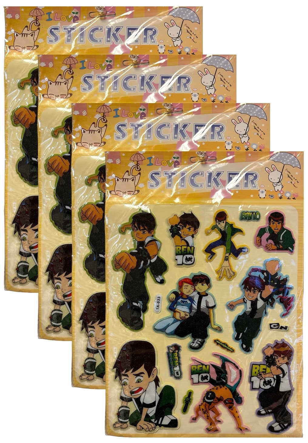 4 Pcs, Ben 10 3D Foam Sticker for kids room decor self-adhesive wallpaper.