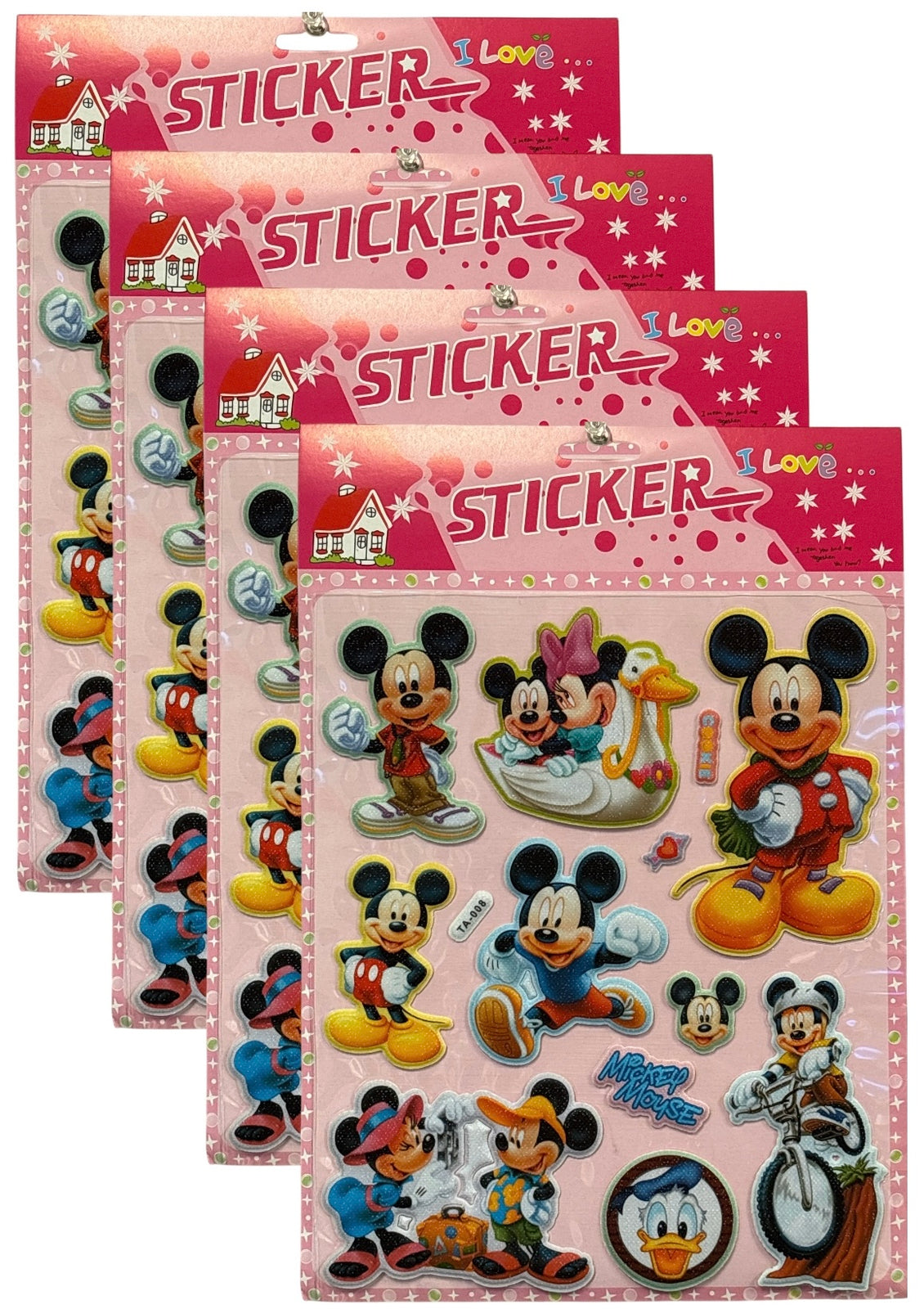4 Pcs, Mickey Mouse 3D Foam Sticker for kids room decor self-adhesive wallpaper.