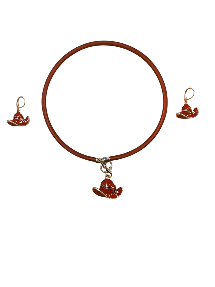 Three Pcs Jewelery Set, Necklace and a Pair of dangle earrings.