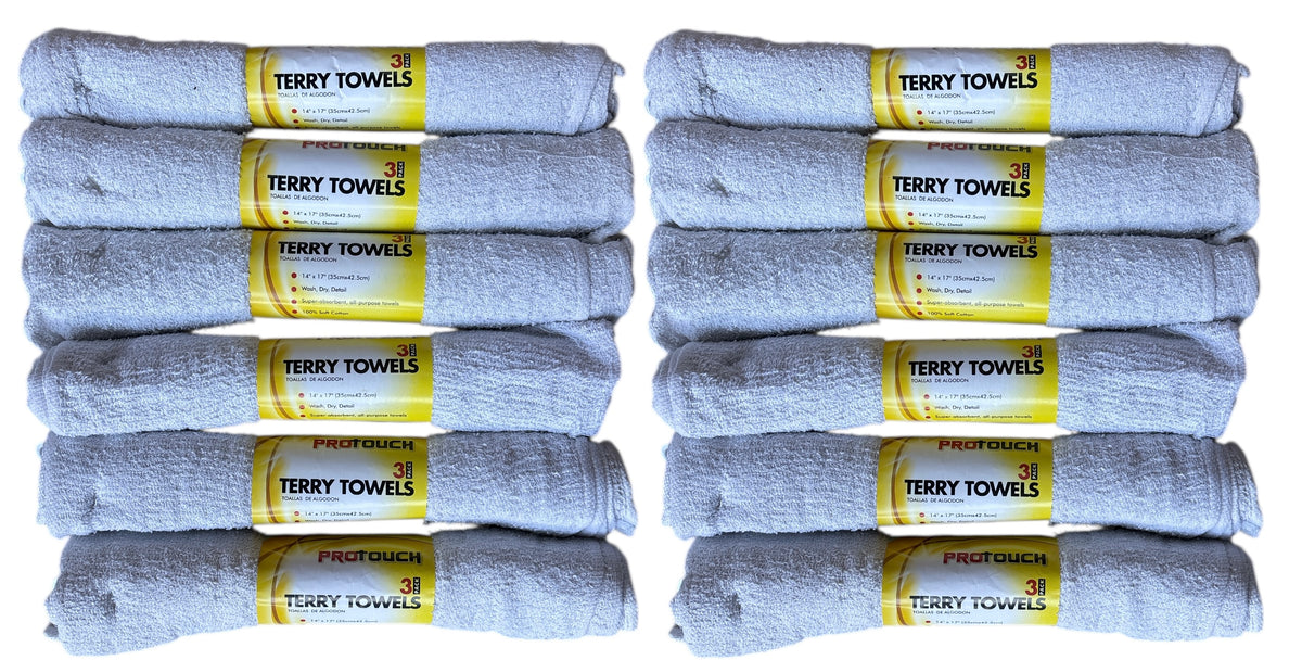 Cotton Terry Bar Towels, White, Super Absorbent & Machine Washable, 36 Packs - 4 Lbs Bag.