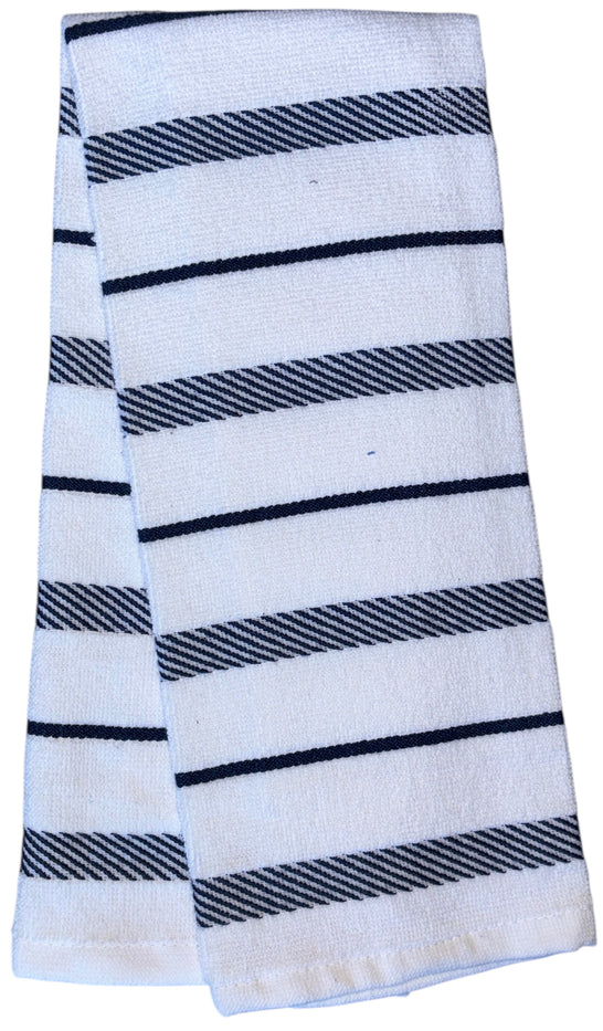 Diagonal Stripes, 6 Pack Large 100% Ring-Spun Cotton Kitchen Towels/Hand Towels with Hanging Loop, 430 GSM Soft & Ultra Absorbent, Machine Washable 16 x 28 inches.