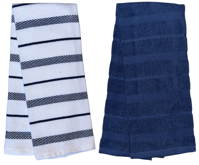 Diagonal Stripes, 6 Pack Large 100% Ring-Spun Cotton Kitchen Towels/Hand Towels with Hanging Loop, 430 GSM Soft & Ultra Absorbent, Machine Washable 16 x 28 inches.