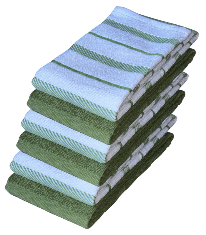 Diagonal Stripes, 6 Pack Large 100% Ring-Spun Cotton Kitchen Towels/Hand Towels with Hanging Loop, 430 GSM Soft & Ultra Absorbent, Machine Washable 16 x 28 inches.