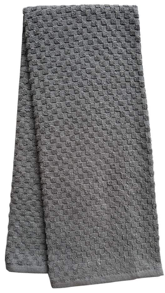 Windowpane Waffle weave, 6 Pack Large 100% Ring-Spun Cotton Kitchen Towels/Hand Towels with Hanging Loop, 430 GSM Soft & Ultra Absorbent, Machine Washable 16 x 28 inches.