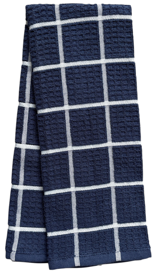 Windowpane Waffle weave, 6 Pack Large 100% Ring-Spun Cotton Kitchen Towels/Hand Towels with Hanging Loop, 430 GSM Soft & Ultra Absorbent, Machine Washable 16 x 28 inches.